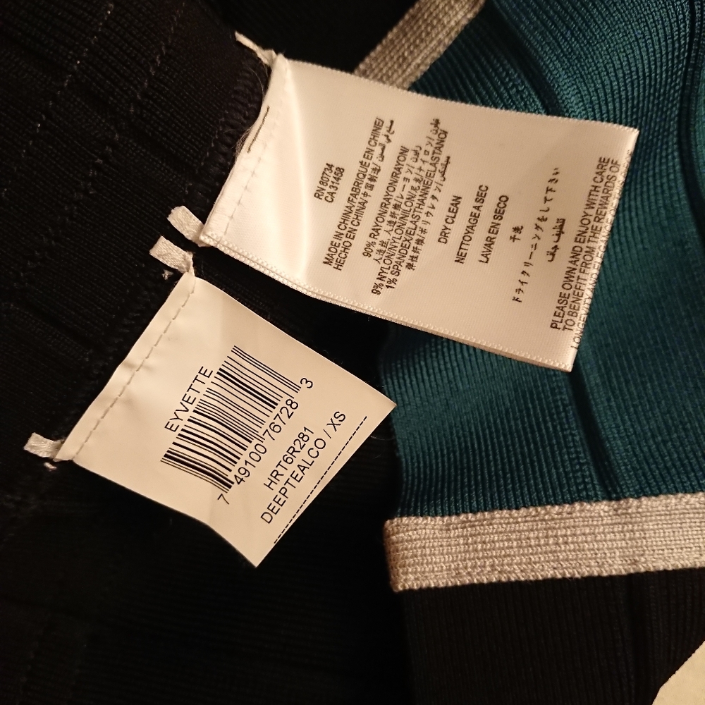 NEW Black Teal HERVE LEGER Eyvette Bandage Dress - Picture 8 of 8